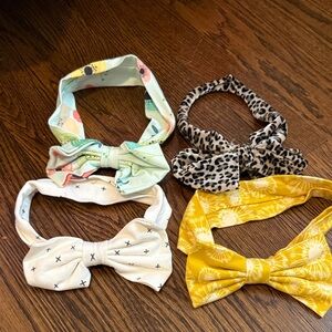 Kids Bow Headbands Set of 4 - Yellow, Cream, Mint, Leopard